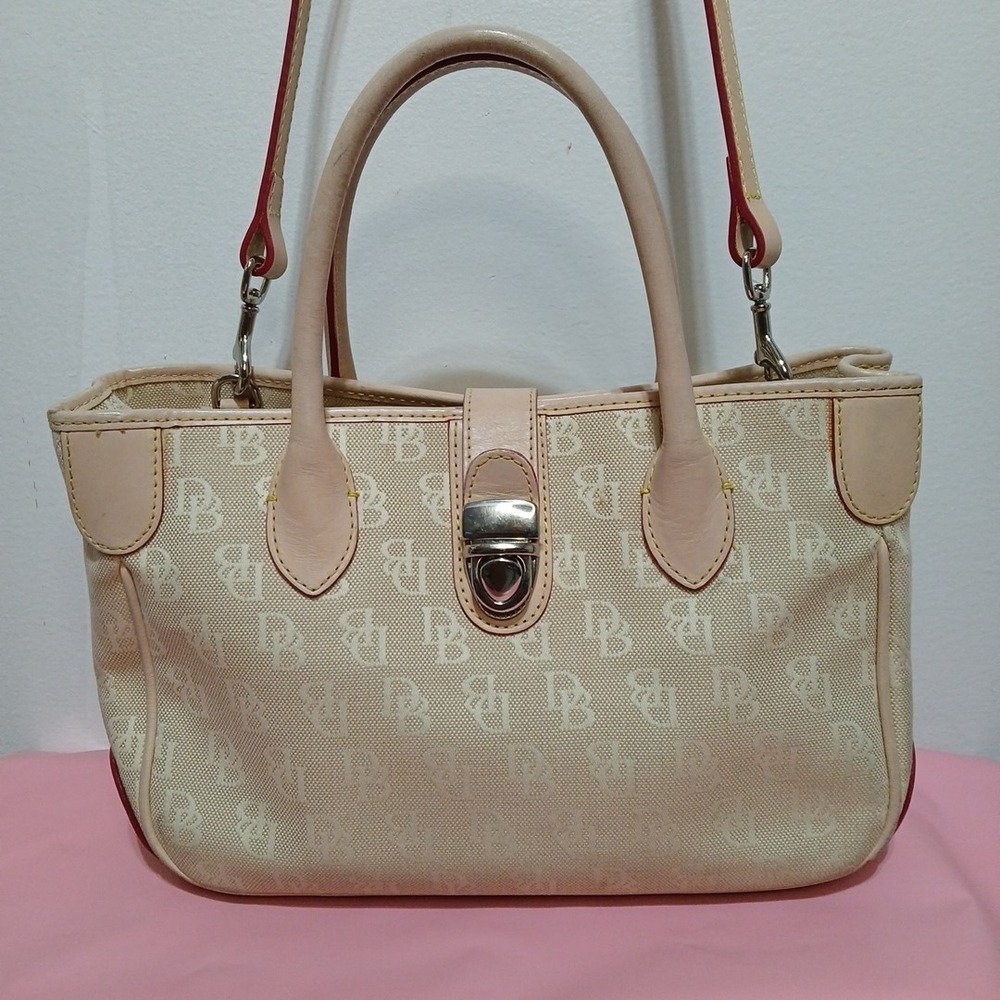 Dooney & Bourke Classic Ivory Satchel Push Lock Detachable Strap Vintage Y2K - Picture 2 of 16